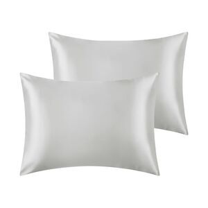 2pcs Satin Pillowcases Breathable and Soft with Envelope Closure Light Grey